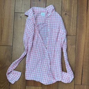 Jcrew pink gingham button down top